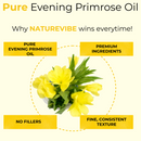Evening Primrose Oil 100% Pure & Natural Cold Pressed and Unrefined | Loaded with Vitamins & Minerals | Great for Skin