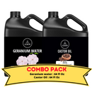 Geranium Water & Castor Oil - Bundle of 64 Ounces Each | Hydrating and Nourishing for Skincare and Haircare | Soothes