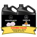 Geranium Water & Karanja Oil - Bundle of 64 Ounces Each | Hydrating and Nourishing for Skincare and Haircare | Soothes