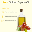 Golden Jojoba Oil 100% Pure & Natural by Naturevibe Botanicals | Cold Pressed | Great for Skincare and Haircare | Used