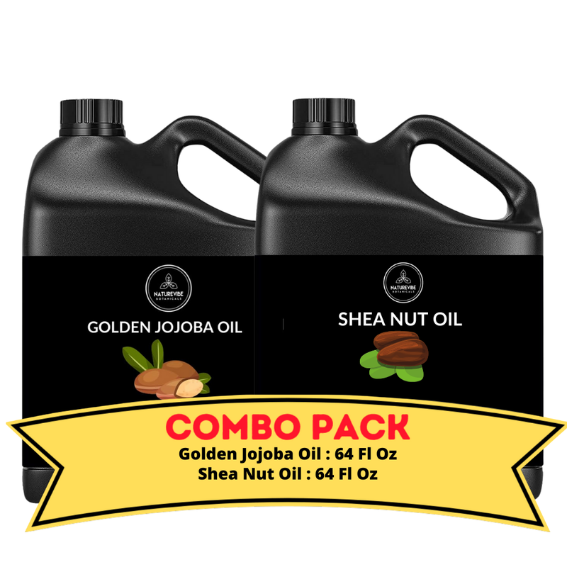 Golden Jojoba Oil & Shea Nut Oil - Bundle of 64 Ounces Each | Hydrating and Nourishing for Skincare and Haircare