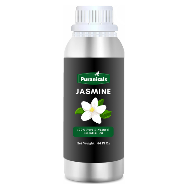 Jasmine Essential Oil 64 Ounces by Puranicals | 100% Pure & Natural | A Fragrant Touch for Well-Being and Calm | Elevates Mood with Exotic Floral Notes