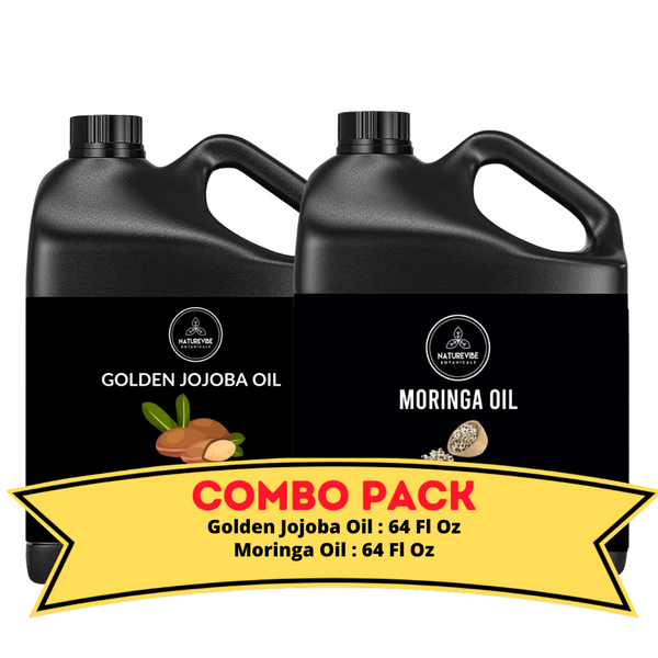 Jojoba Oil & Moringa Oil - Bundle of 64 Ounces Each | Hydrating and Nourishing for Skincare and Haircare | Soothes