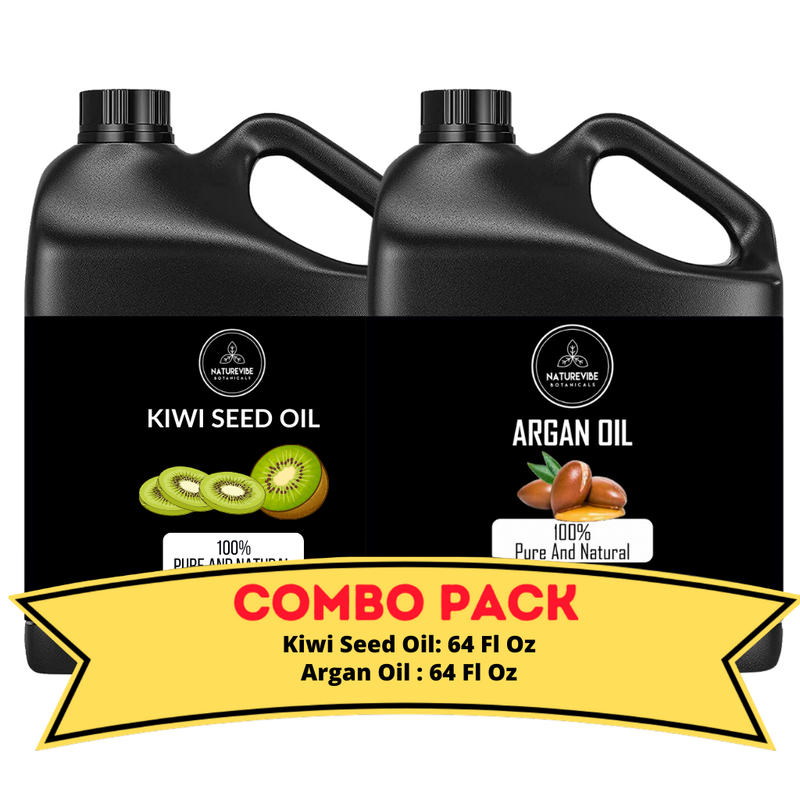 Kiwi Oil & Argan Oil - 64 Ounce Bundle | Revitalizing Luxurious and Replenishing for Skincare and Haircare | Infuses