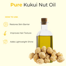 Kukui Nut Oil | 100% Pure and Natural Cold Pressed Body Oil | Great for Skin Care and Hair Care - 128 FL OZ - Health &