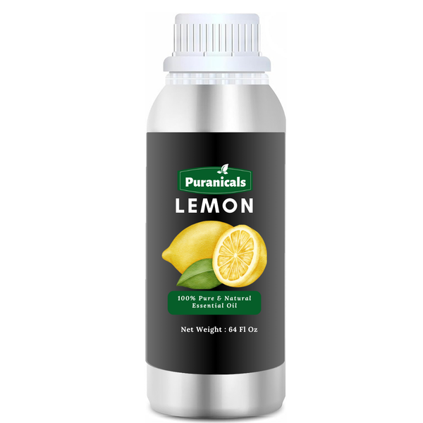 Lemon Essential Oil 64 Ounces by Puranicals | 100% Pure & Natural | Undiluted Premium Quality | Great for Skin and Hair