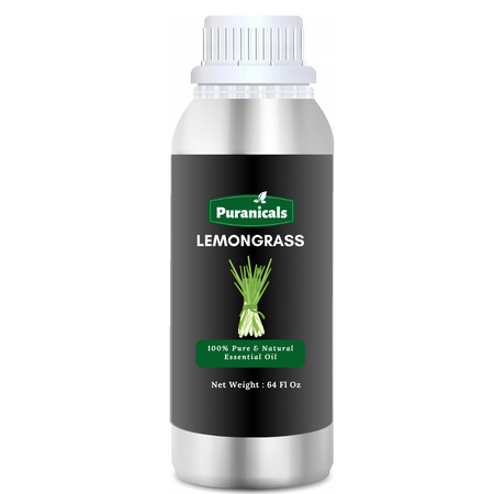 Lemongrass Essential Oil 64 Ounces by Puranicals | 100% Pure & Natural | Mood Booster | Skin Revitalizer