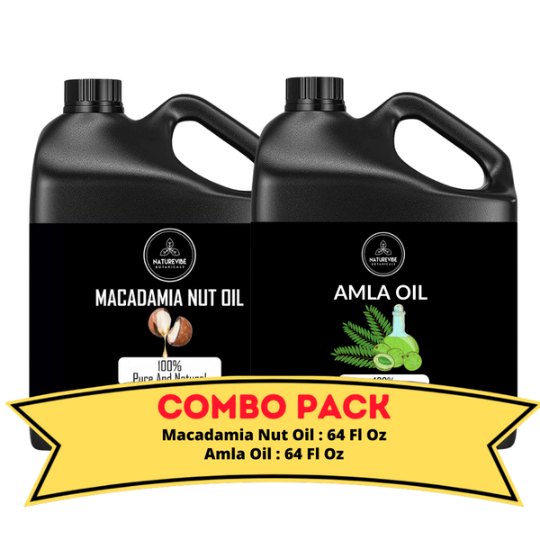 Macadamia Nut Oil & Amla Oil - Bundle of 64 Ounces Each | Hydrating and Nourishing for Skincare and Haircare | Soothes