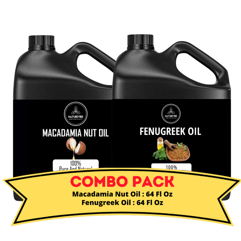 Macadamia Nut Oil & Fenugreek Oil - Bundle of 64 Ounces Each | Hydrating and Nourishing for Skincare and Haircare
