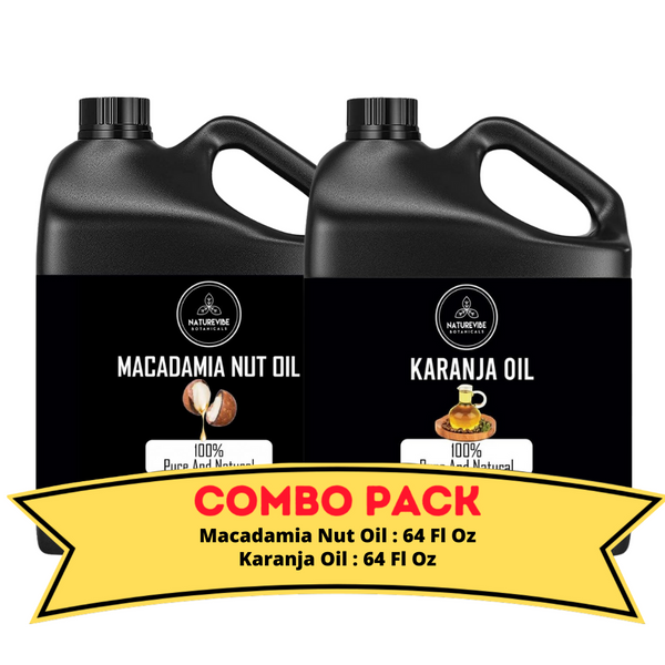 Macadamia Nut Oil & Karanja Oil - Bundle of 64 Ounces Each | Hydrating and Nourishing for Skincare and Haircare