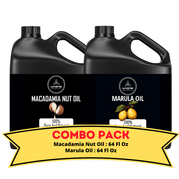 Macadamia Nut Oil & Marula Oil - Bundle of 64 Ounces Each | Hydrating and Nourishing for Skincare and Haircare