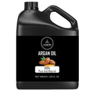 128oz black jug of 100% pure natural argan oil with argan nuts graphic on label