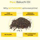 Pile of bakuchi seeds highlighting pure bakuchi oil, premium ingredients, no fillers, fine texture