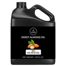 128oz jug of sweet almond oil, pure and natural, with almond illustration on label