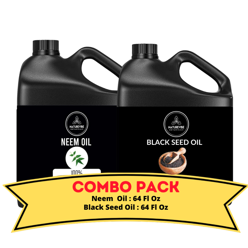 Neem Oil & Premium Black Cumin Seed Oil - Bundle of 64 Ounces Each | Hydrating and Nourishing for Skincare and Haircare