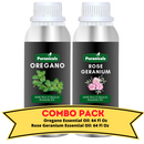 Oregano Essential Oil & Rose Geranium Essential Oil Bundle- 64 Ounces Each | Moisturizing Calming Blend for Emotional