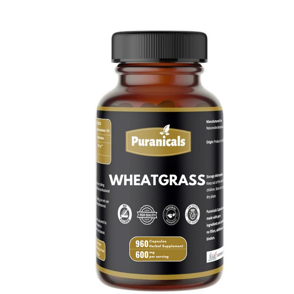 Puranicals Wheatgrass Premium 960 Capsules Non GMO and Gluten Free | Herbal Supplement | 600 mg Per Serving | Made