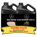 Rose Water & Black Raspberry Oil - Bundle of 64 Ounces Each | Hydrating and Nourishing for Skincare and Haircare