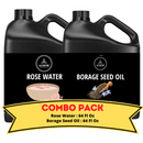 Rose Water & Borage Oil - Bundle of 64 Ounces Each | Hydrating and Nourishing for Skincare and Haircare | Soothes