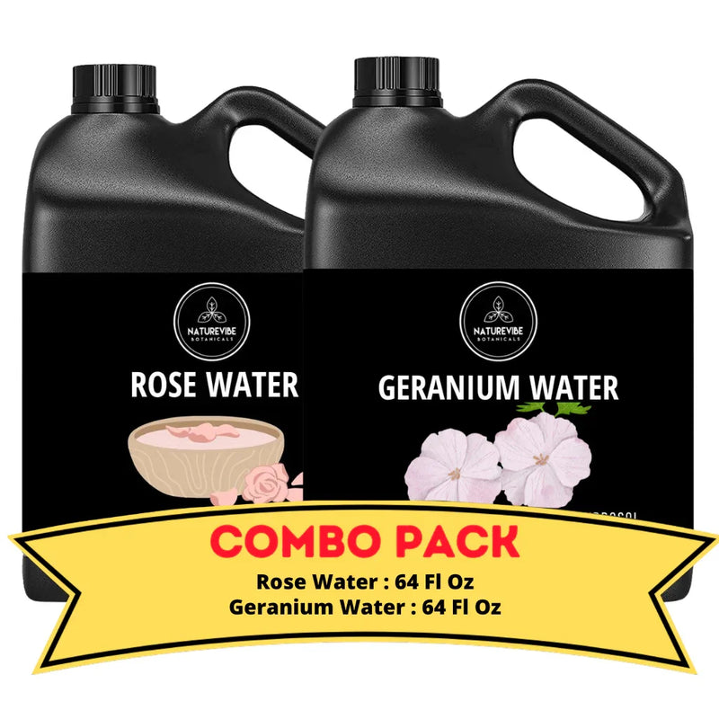 Geranium Liquid Rose Water & Geranium Water - Bundle of 64 Ounces Each Liquid Toner