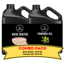 Rose Water & Tamanu Oil - Bundle of 64 Ounces Each | Hydrating and Nourishing for Skincare and Haircare | Soothes