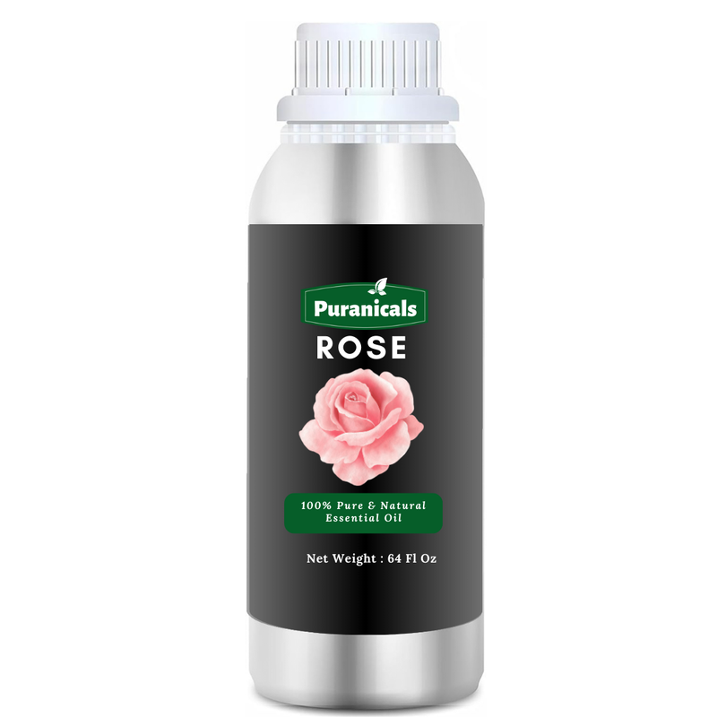 Rose Essential Oil 64 Ounces by Puranicals | 100% Pure & Natural | Indulge in Rich Aroma | Perfect for Self-Care and Skin Rejuvenation