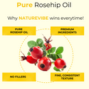Rosehip Oil Cold Pressed 100% Pure & Natural Unrefined Oil | Great for Hair Nail & Skin | Moisturizing Oil for Face