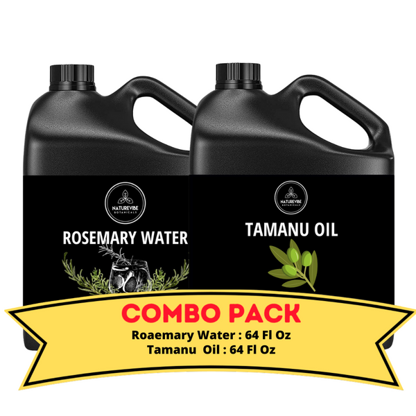 Rosemary Water & Tamanu Oil - Bundle of 64 Ounces Each | Hydrating and Nourishing for Skincare and Haircare | Soothes