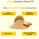 Sesame Seed Oil 100% Pure & Natural by Naturevibe Botanicals | Inclusive of Vitamins and Antioxidants | Cold Pressed