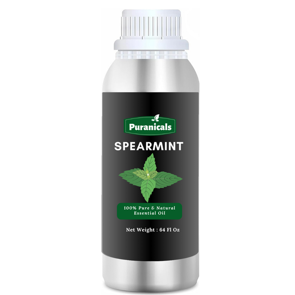 Spearmint Essential Oil 64 Ounces by Puranicals | 100% Pure & Natural | Crisp, Invigorating Aroma for Refreshing Minty Bliss