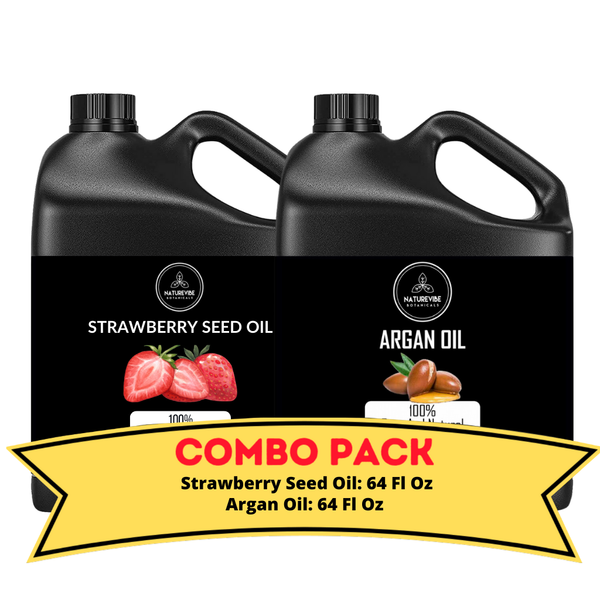 Strawberry Seed Oil & Argan Oil - 64 Ounce Bundle | Revitalizing Luxurious and Replenishing for Skincare and Haircare