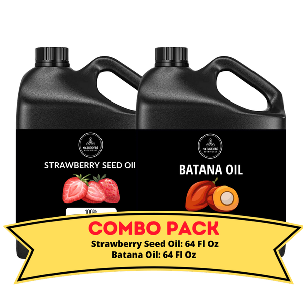 Strawberry Seed Oil & Batana Oil - 64 Ounce Bundle | Rejuvenating Hydrating and Moisturizing for Skincare and Haircare