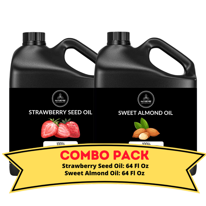 Strawberry Seed Oil & Sweet Almond Oil - 64 Ounce Bundle | Nourishing Revitalizing and Silkening for Skincare