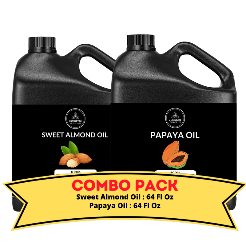 Sweet Almond Oil & Papaya Oil - Bundle of 64 Ounces Each | Hydrating and Nourishing for Skincare and Haircare | Soothes