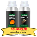 Sweet Orange Essential Oil & Vanilla Essential Oil Bundle – 64 Ounces Each | Bright Citrus Sweet Orange and Warm
