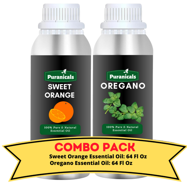 Sweet Orange & Oregano Essential Oils Bundle – 64 Ounces Each | Bright Citrus Sweet Orange for Energizing Uplifting