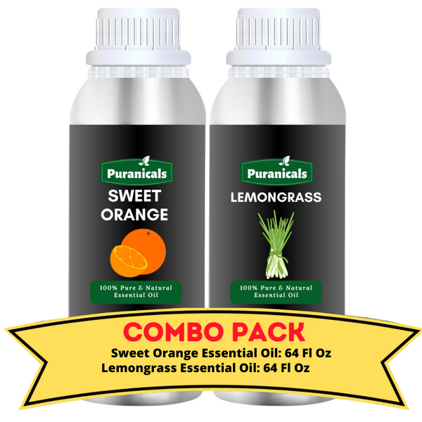 Sweet Orange Essential Oil & Lemongrass Essential Oil Bundle – 64 Ounces Each | Bright Citrus Sweet Orange & Refreshing Lemongrass | Perfect for Energizing, Revitalizing Atmosphere, and Invigorating Aromatherapy