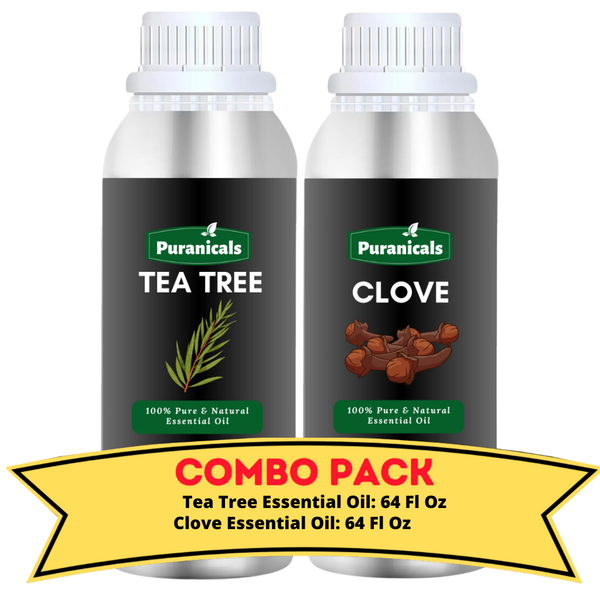 Tea Tree Essential Oil & Clove Essential Oil Bundle- 64 Ounces Each | Cleansing Tea Tree Essential Oil  & Warm, Invigorating Clove Essential Oil | Great for Enhancing Skincare, Aromatherapy, and Creating a Fresh, Energizing Atmosphere