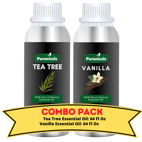 Tea Tree Essential Oil & Vanilla Essential Oil Bundle- 64 Ounces Each | Consists the cleansing and purifying properties of Tea Tree Essential oIl and the rich, comforting aroma of Vanilla Essential Oil to create a soothing and revitalizing experience.