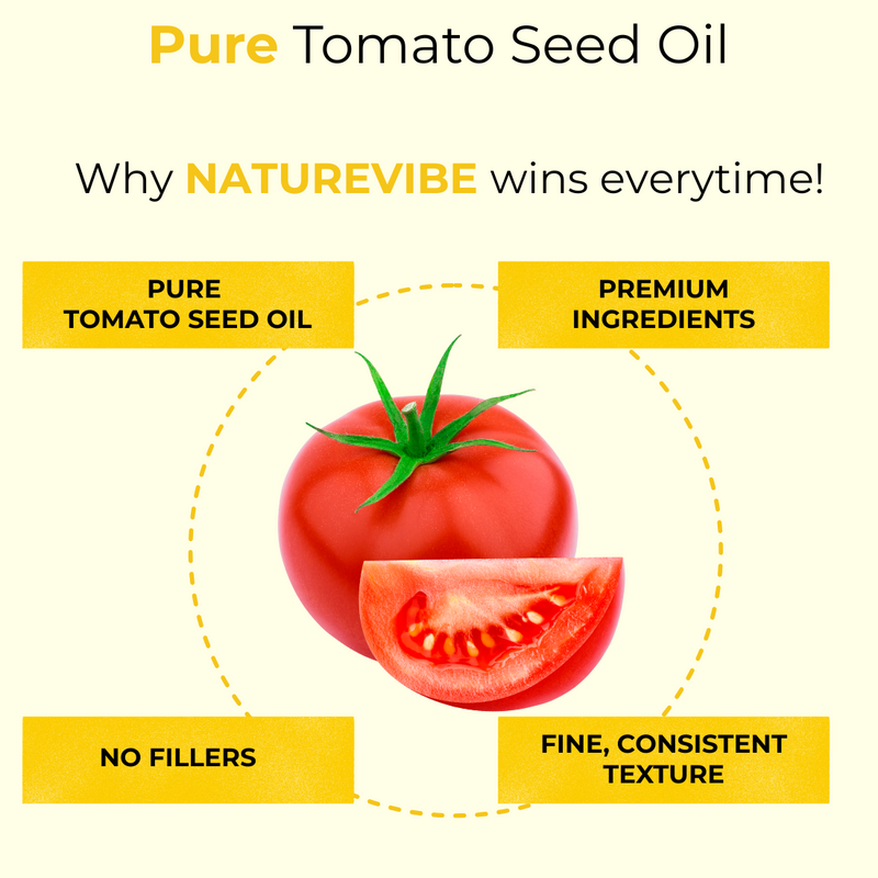 Tomato Seed Oil 100% Pure & Natural by Naturevibe Botanicals | Lightweight Texture | Non-greasy Formula | Cold Pressed