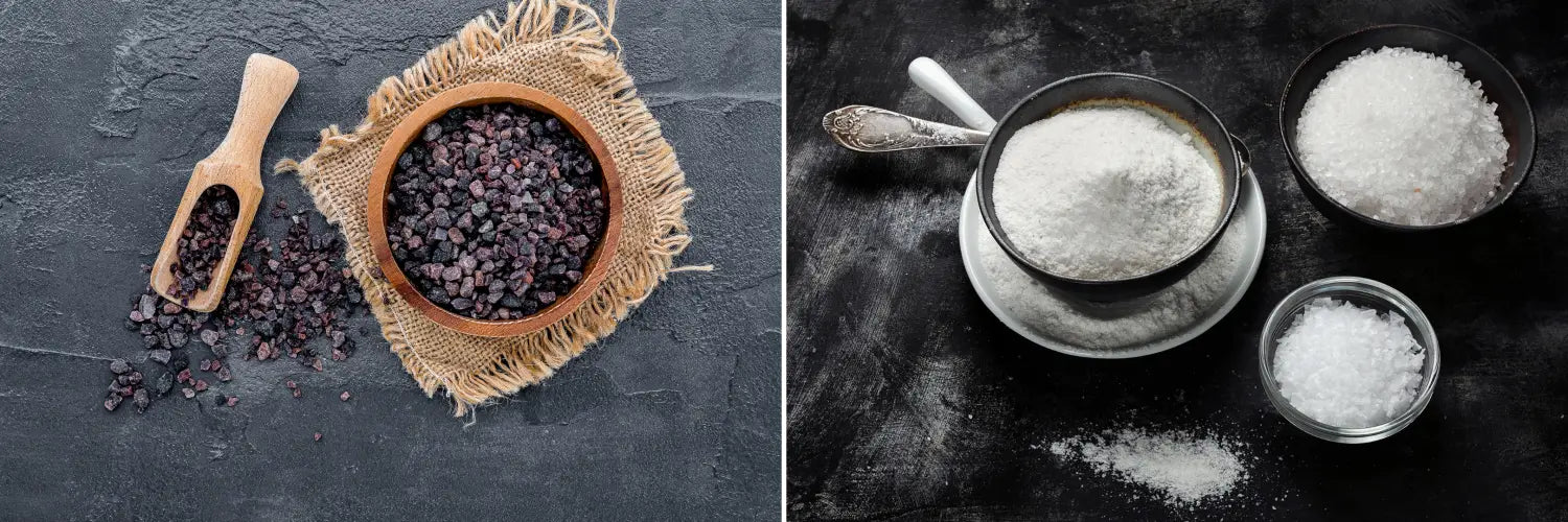 Himalayan Black (Kala Namak) Salt and Regular Salt