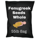55lb black bag of whole fenugreek seeds with scoop illustration on package