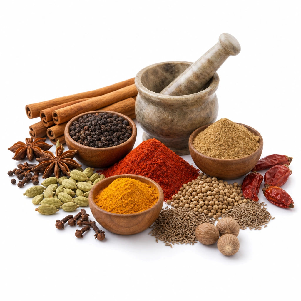 <p>Whole & Ground<br/>Spices</p>